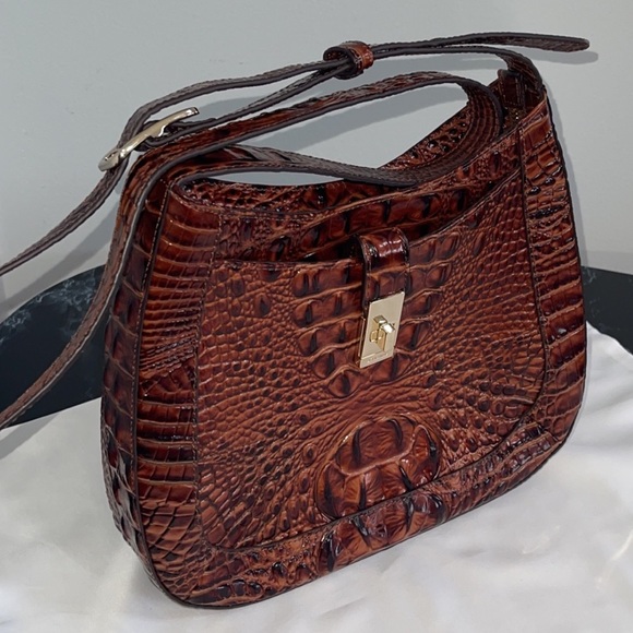 Women’s Bag BRAHMIN Melbourne Leather Pecan Johanna Brown Crossbody AUTHENTIC - Picture 5 of 14